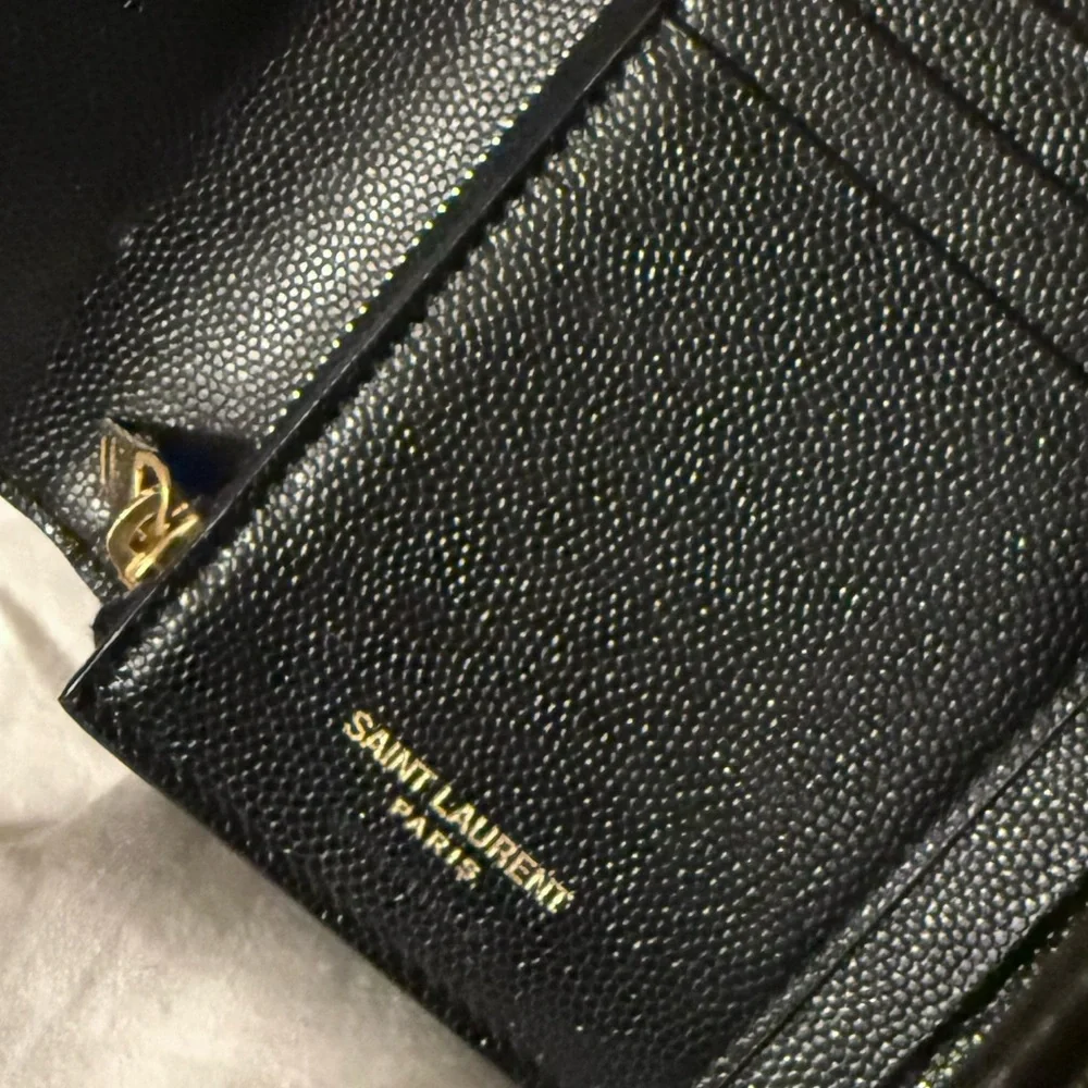 YSL cassandre matelasse compact trifold wallet black gold - Picture 6 of 7